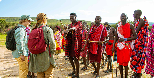 Visitors meeting Maasai community members in Kenya