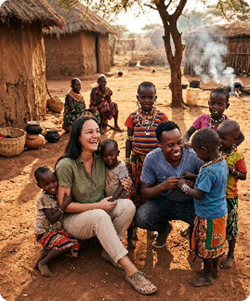 Rainbow Smile team with a community in Kenya